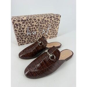 French Sole Cape Mules Size 9 Brandy Croco Leather Bit Preppy nwt Old Money